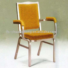 Chaise jaune d&#39;hôtel de tissu d&#39;or avec des bras confortables (YC-D114)